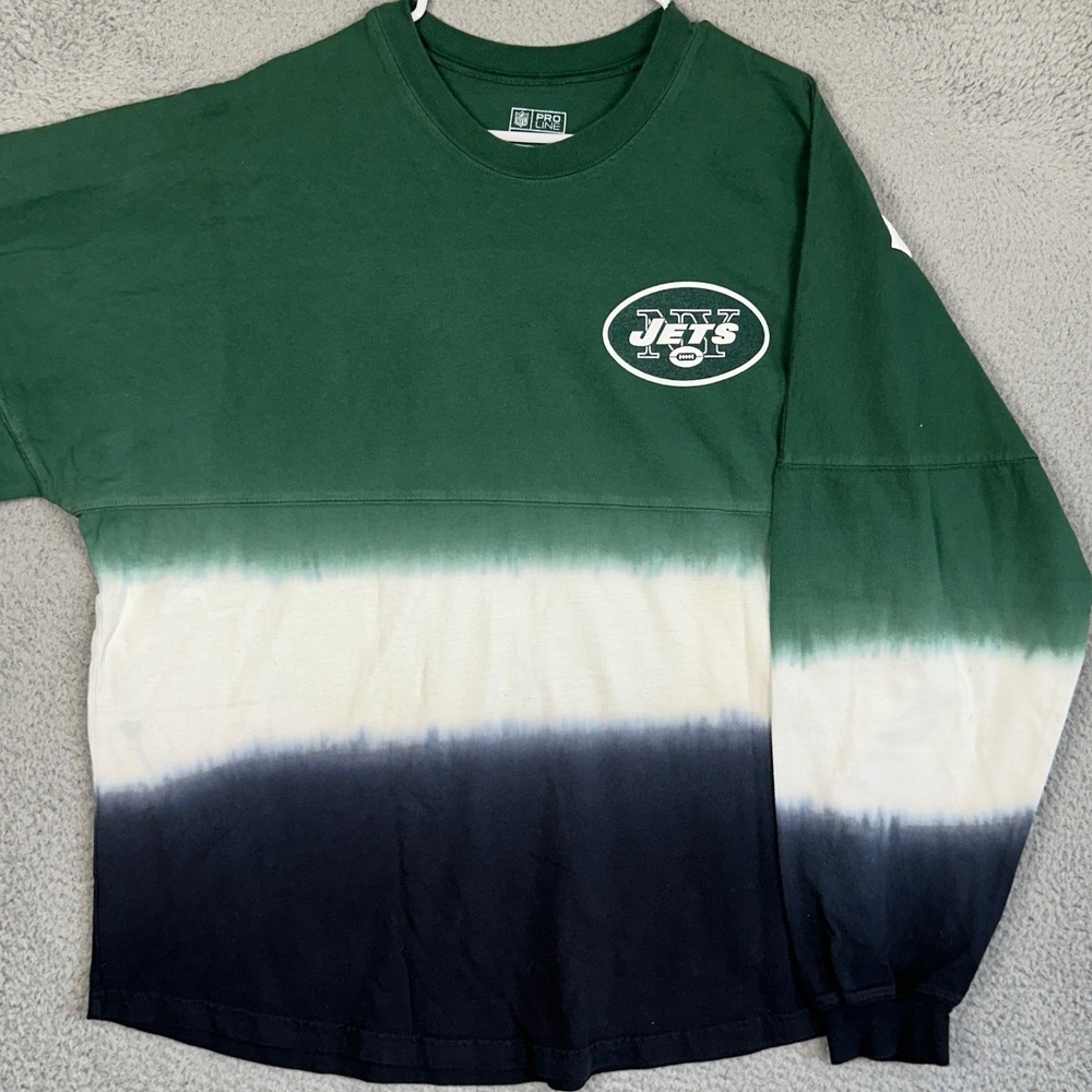 NEW New York Jets Fanatics Sweatshirt Mens XL Green Dip Dye Ombre Spirit Jersey